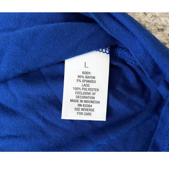 Roz & Ali Blue Lace Detail Sleevless Shirt Womens Size L - Picture 6 of 9